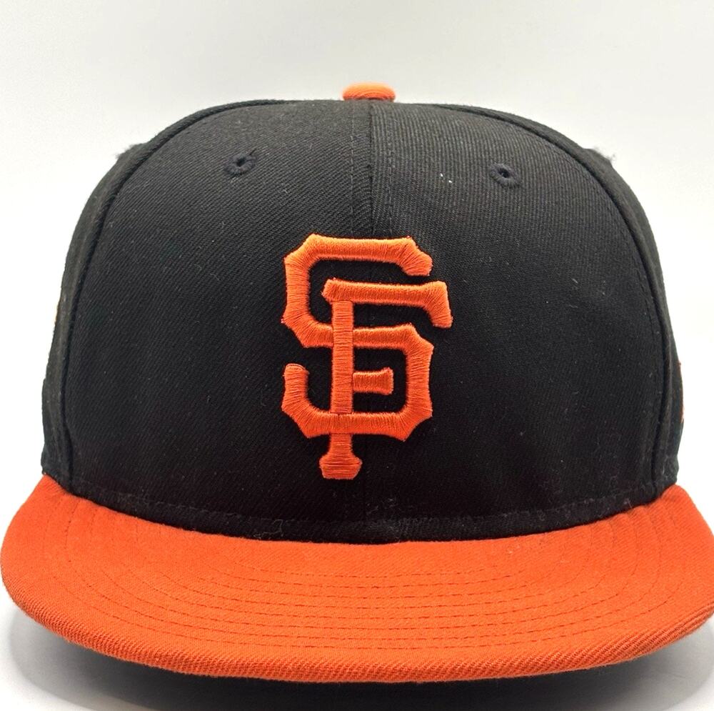 San Francisco Giants Hat Cap Fitted 7 1/8 New Era 59fifty Black Orange MLB